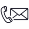 Icons of a phone and a envelope on a white background