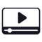 Video play icon on a white background