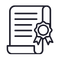 Icon of a document with a magnifying glass, symbolizing inspection or review.