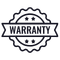 Warranty label on a black background